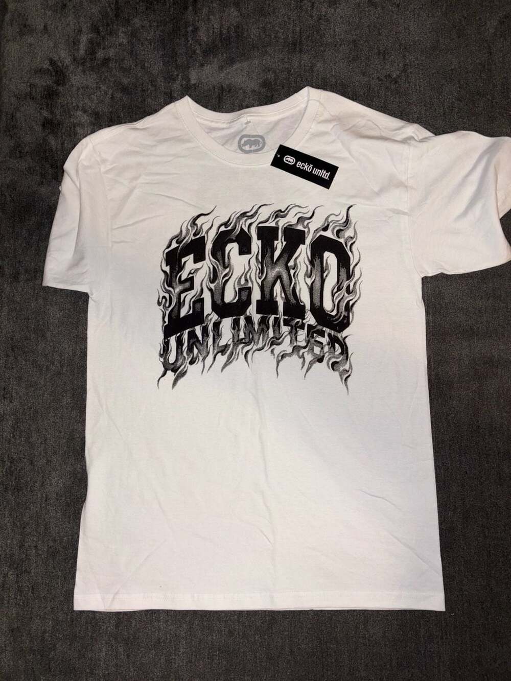 Ecko Unltd T-Shirt Size M White Flame Logo Graphic Tee New With Tags